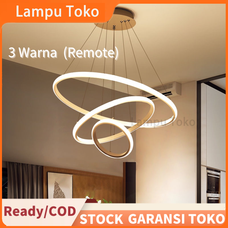 Jual Lampu ruang tamu lampu gantung Lampu Gantung LED 3 Ring Emas 3