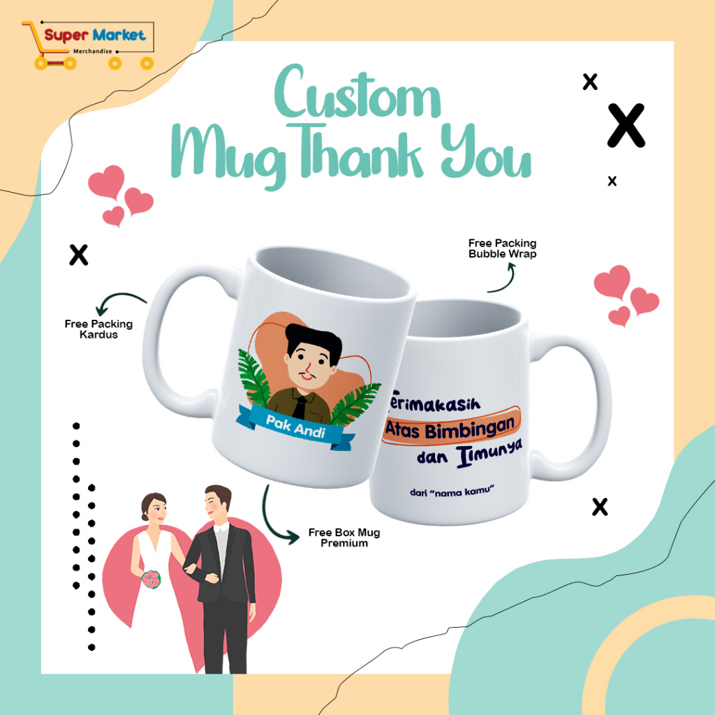 Jual CUSTOM MUG UCAPAN TERIMA KASIH / CETAK MUG KADO KENANG KENANGAN