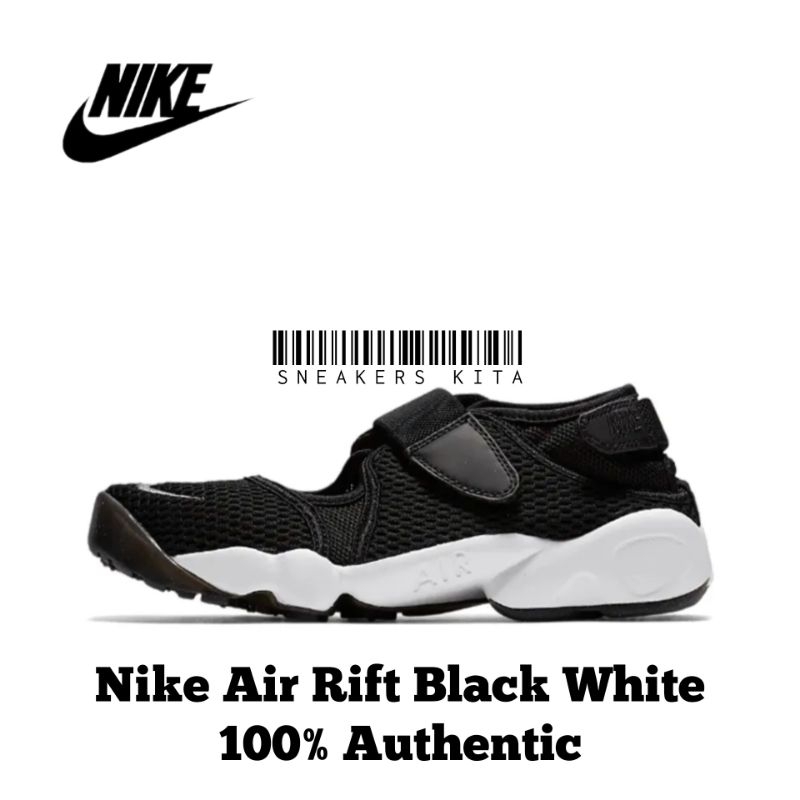 Jual Sepatu Sandal Nike Air Rift BR Black White BNIB 100% Authentic ...