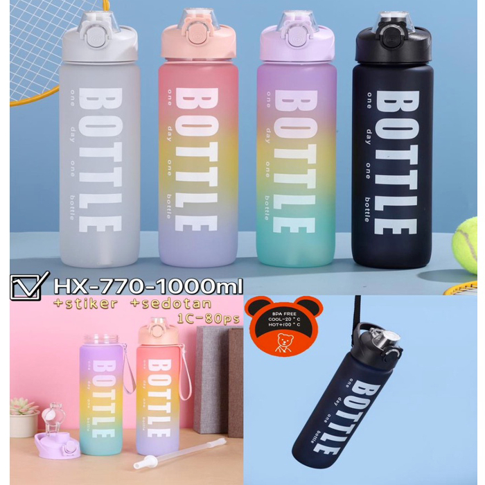 Jual Botol Minum Gradasi Plastik Aneka TuIisan / 1000ML BPA FREE I HX ...