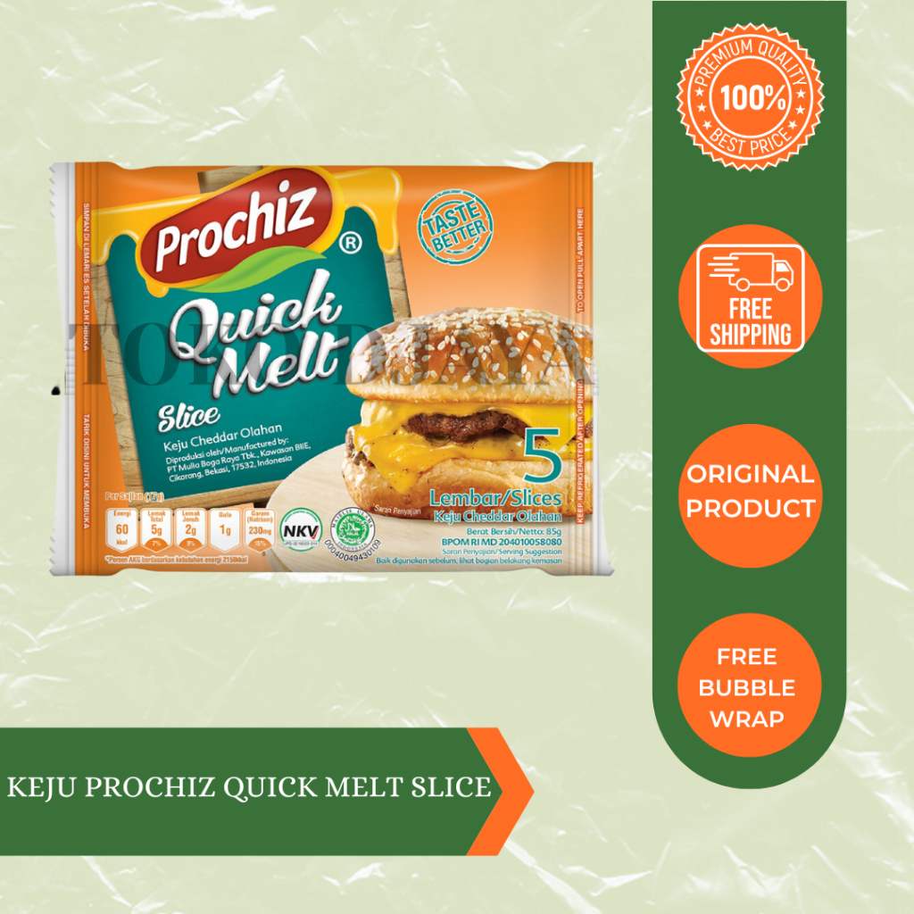 Jual Keju Prochiz Quick Melt Slice 5's Cheddar Olahan 85g | Shopee ...