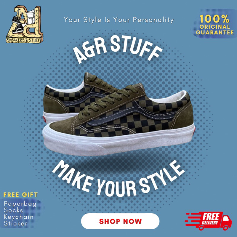 SALE VANS STYLE 36 BMX CHECKERBOARD TRUE GREEN ORIGINAL 100