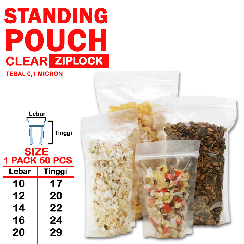 Jual Standing Pouch Standing Pouch Ziplock Clear Kemasan Snack