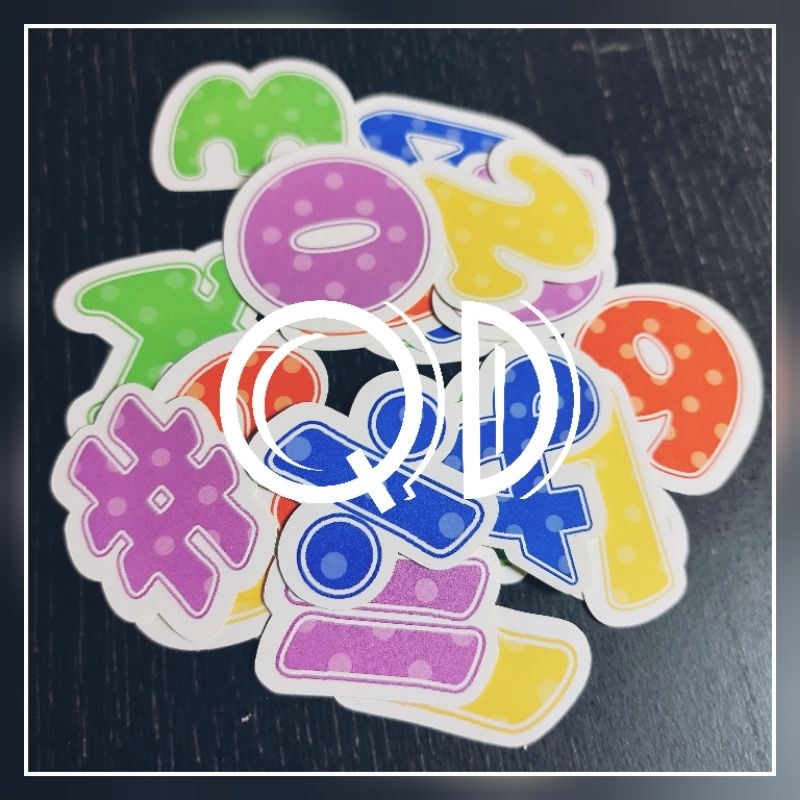 Jual isi 20 pcs stiker angka dan simbol sticker murah glossy gambar ...