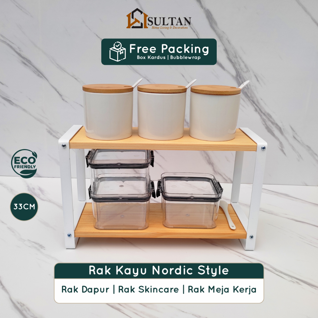 Jual Rak Kayu Nordic Style mini Rak serbaguna Estetik Rak bumbu Rak ...