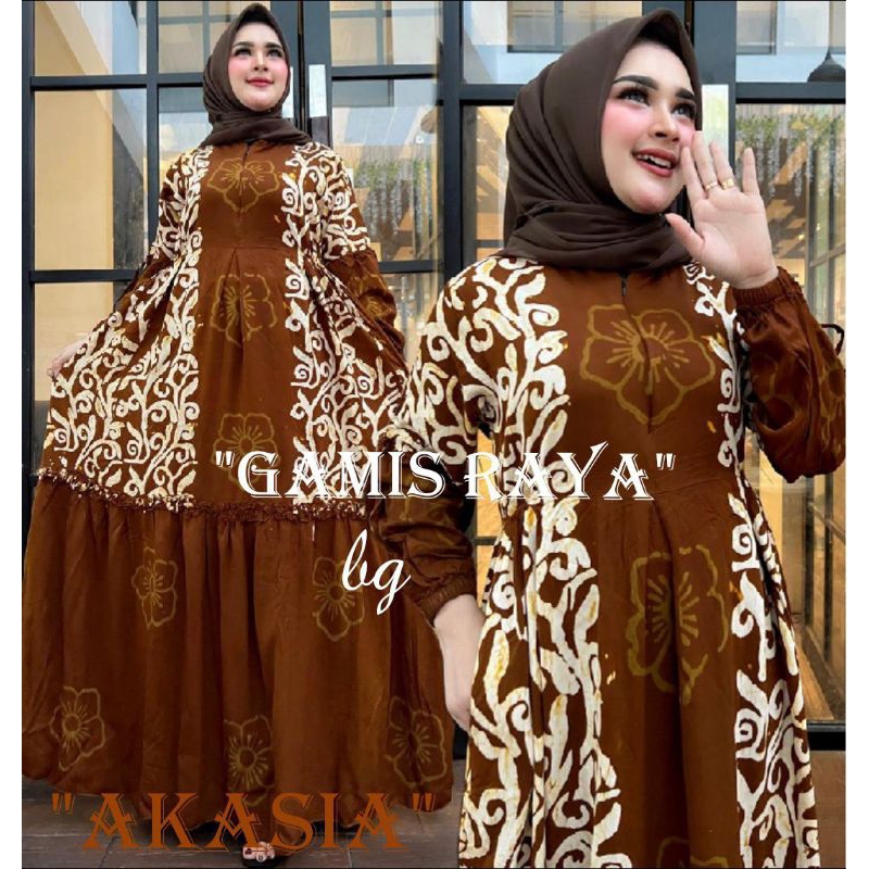 Jual gamis raya Bg collection Original twill motif akasia | Shopee ...