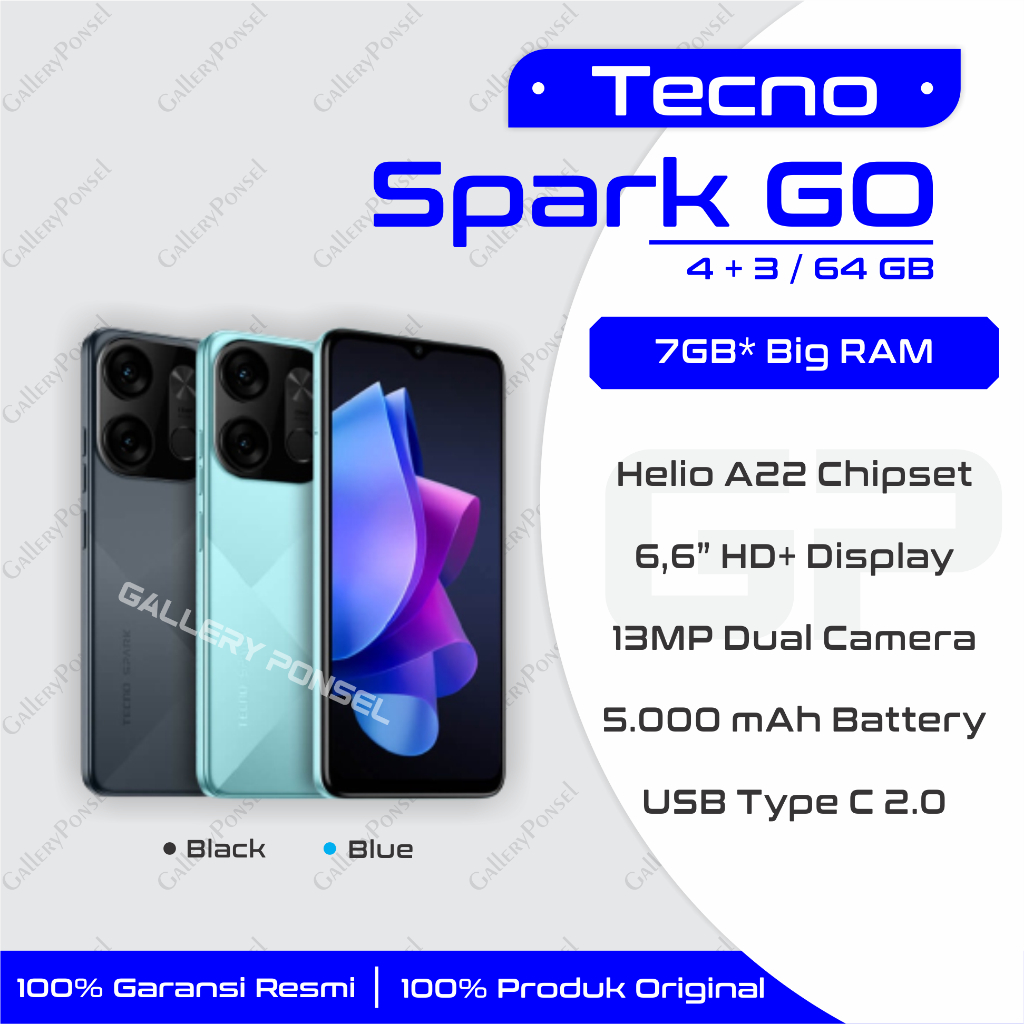 Jual Tecno Spark GO 2023 4/64 GB - Garansi Resmi