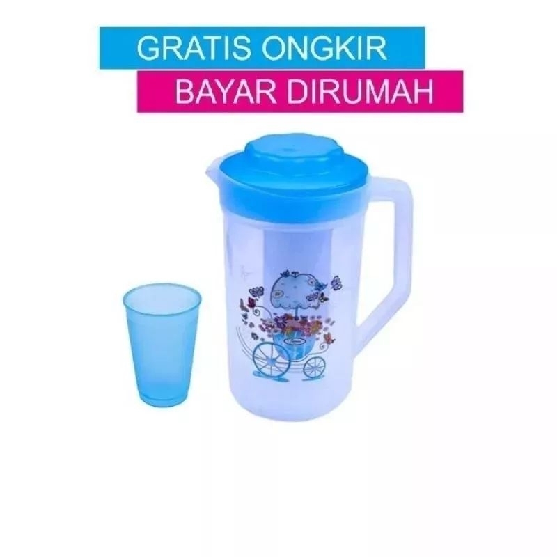 Jual Eskan Teko Jug 2 Liter Gelas Shopee Indonesia 6003