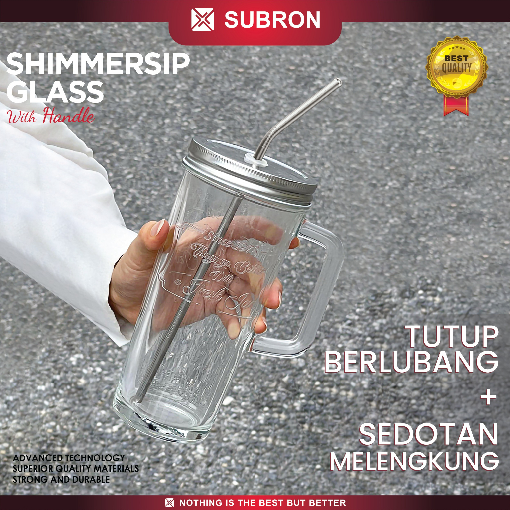 Jual SUBRON Gelas Mug Tumbler 600ml Aesthetic Drink Jar Kaca dengan ...