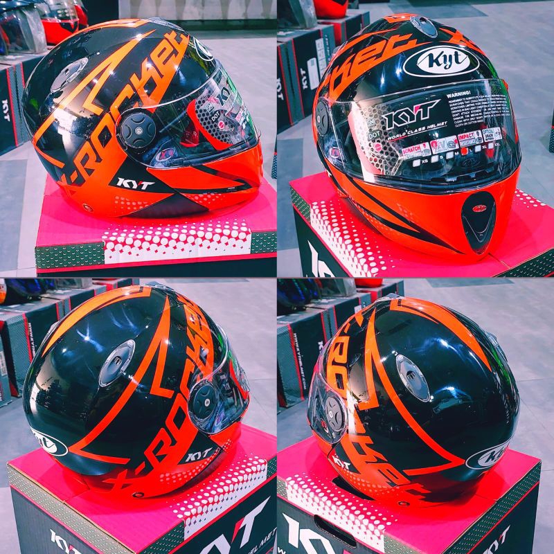 HELM KYT X-ROCKET SERI #RETRO BLACK/RED FLUO ORIGINAL 100% REAL PICT