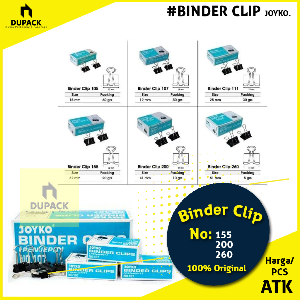 Jual Binder Clip Penjepit Kertas Joyko Hitam Original Shopee Indonesia