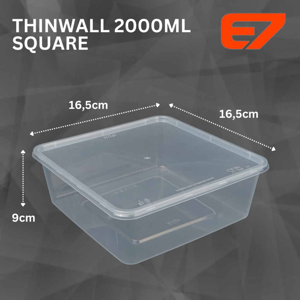 Jual Thinwall Square Kiip Lunch Box Sq Food Container Kotak Makan Plastikthinwall 1000ml 2373