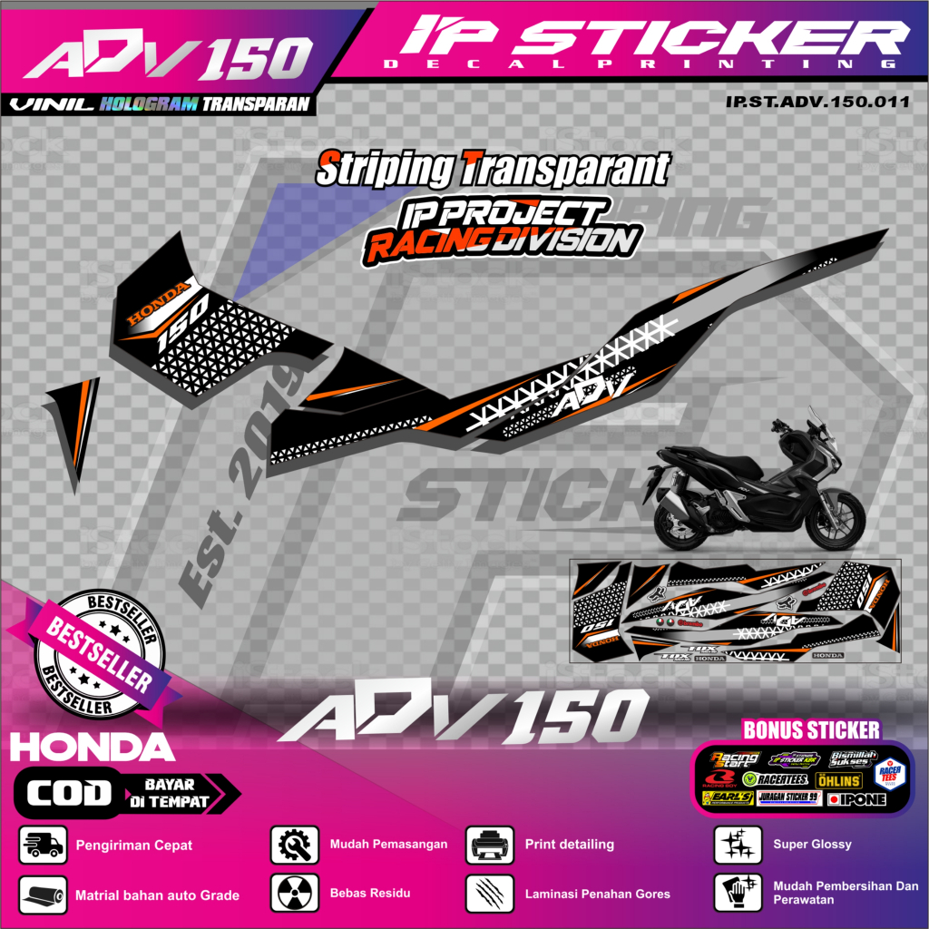 Jual (cod) sticker motor ADV 150 - striping variasi list honda ADV 150 ...