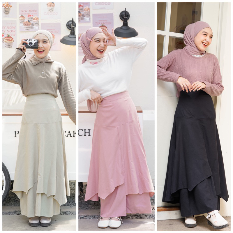 Jual Arumy skirt | Rok layer | Rok panjang wanita lucu | Shopee Indonesia