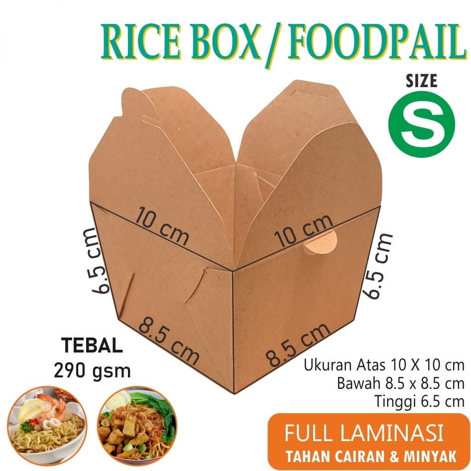 Jual Food Pail Paper Rice Box Size S Paket Pcs Lunch Box Kertas Dus