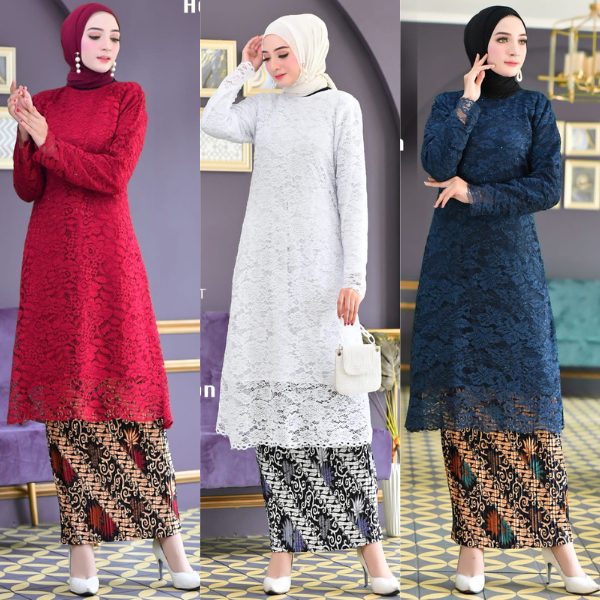 PROMO BULAN INI...! Setelan Kebaya Modern Tunik Brukat , Baju Kurung Kebaya Wisuda Aneka Warna