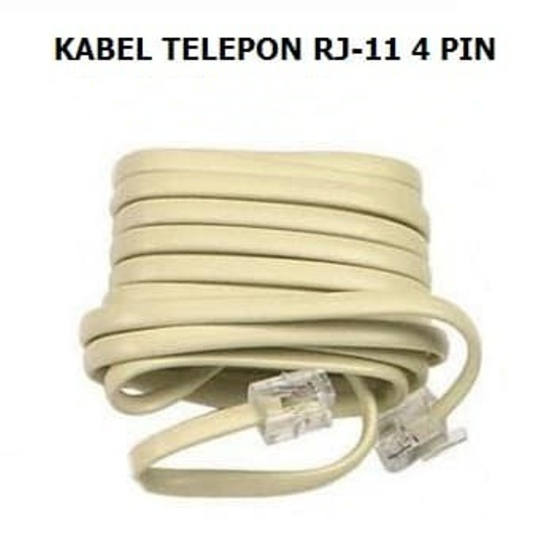 Jual KABEL TELP TELEPHONE RJ-11 pin 4 FLAT 10 meter | Shopee Indonesia
