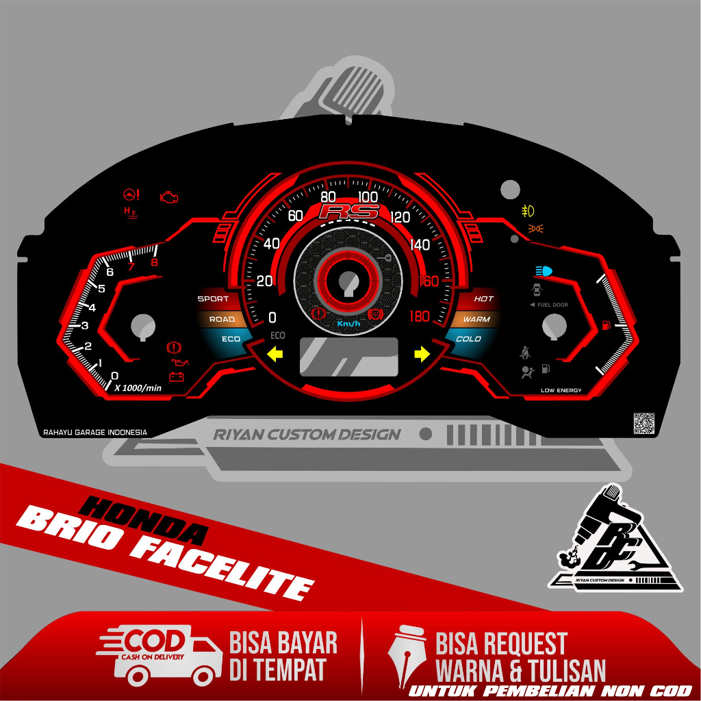 Jual papan speedometer custom brio facelite panel spido meter custom