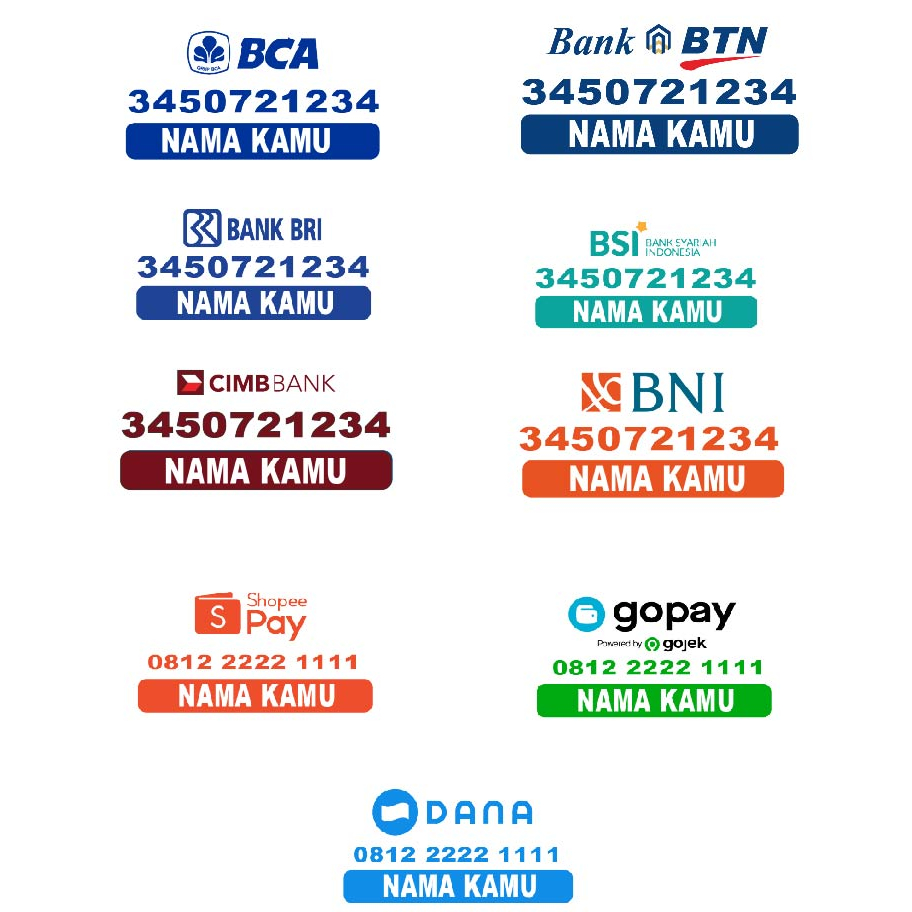 Jual Sticker Custom WA Rekening, Ewallet, dll | Shopee Indonesia