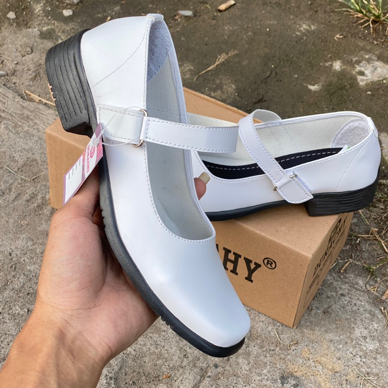 Jual DURACHY Sepatu Pantofel Wanita Putih Perawat Hak 3 Cm Size 37 - 41 ...