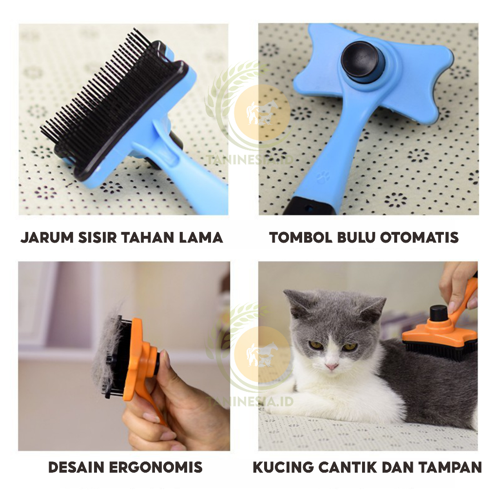 Jual SISIR KUCING OTOMATIS BULU RONTOK ANTI KUTU TOMBOL PENCET SISIR ...