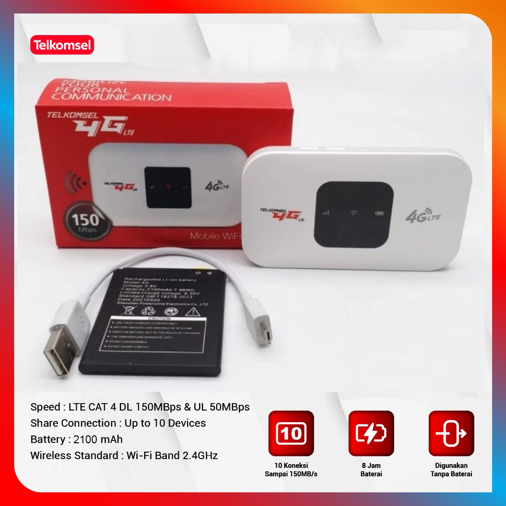 Jual MIFI MODEM WIFI 4G UNLOCK OPERATOR Perdana Telkomsel By.u/ 150