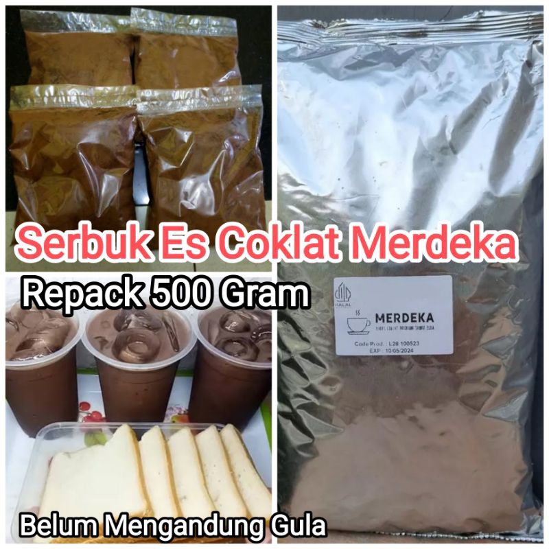 Jual Serbuk Es Coklat Merdeka 500 gram choco belum mengandung gula