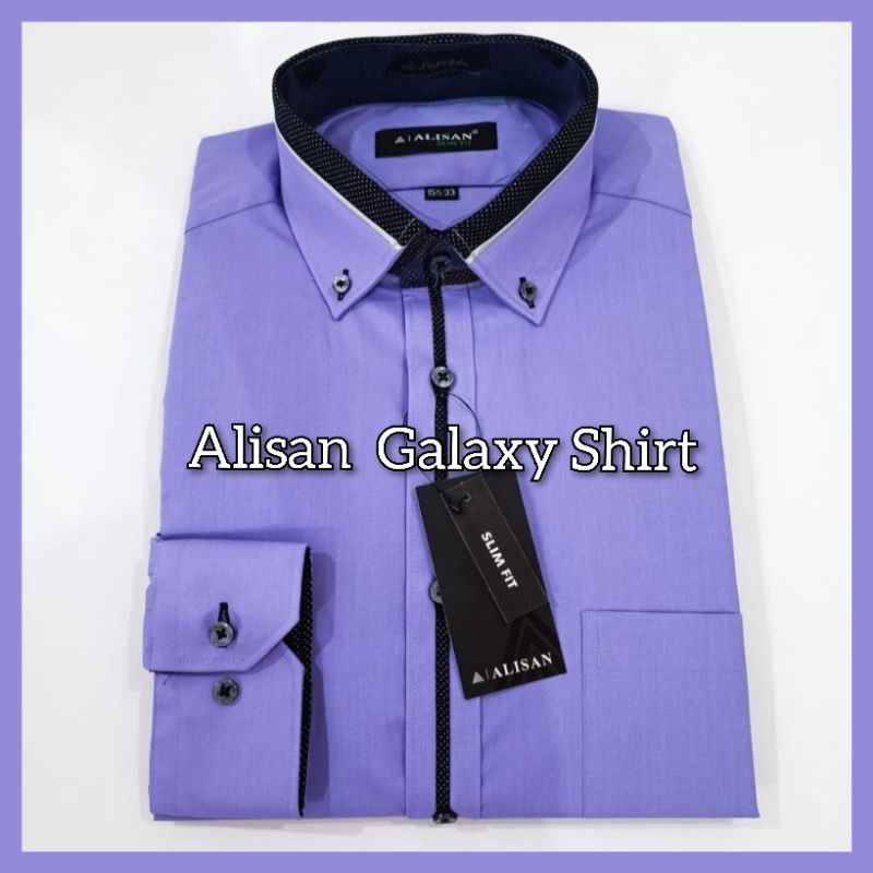 Jual Kemeja Alisan Slim Fit Model List Lengan Panjang Warna UNGU 2 (100