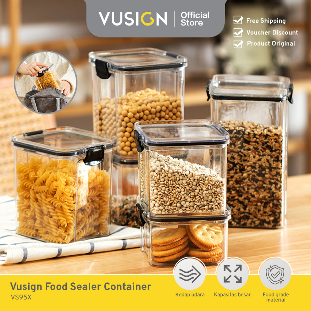 Jual Vusign Toples Kotak Snack Kue Kering Cereal / Kontainer Tempat ...