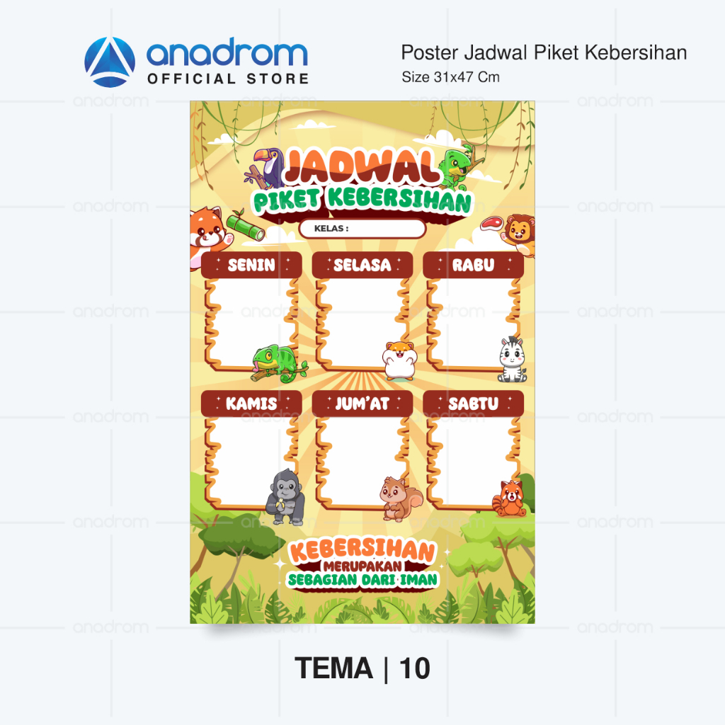 Jual Poster Jadwal Piket Kebersihan Kelas | Poster Piket Kelas | Poster ...