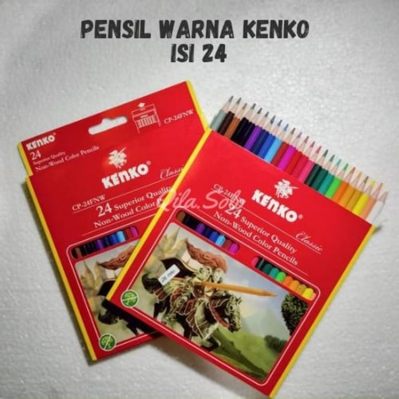 Jual Pensil warna Kenko 24warna NON WOD/Pensil Warna Kenko Cp-24FNW ...