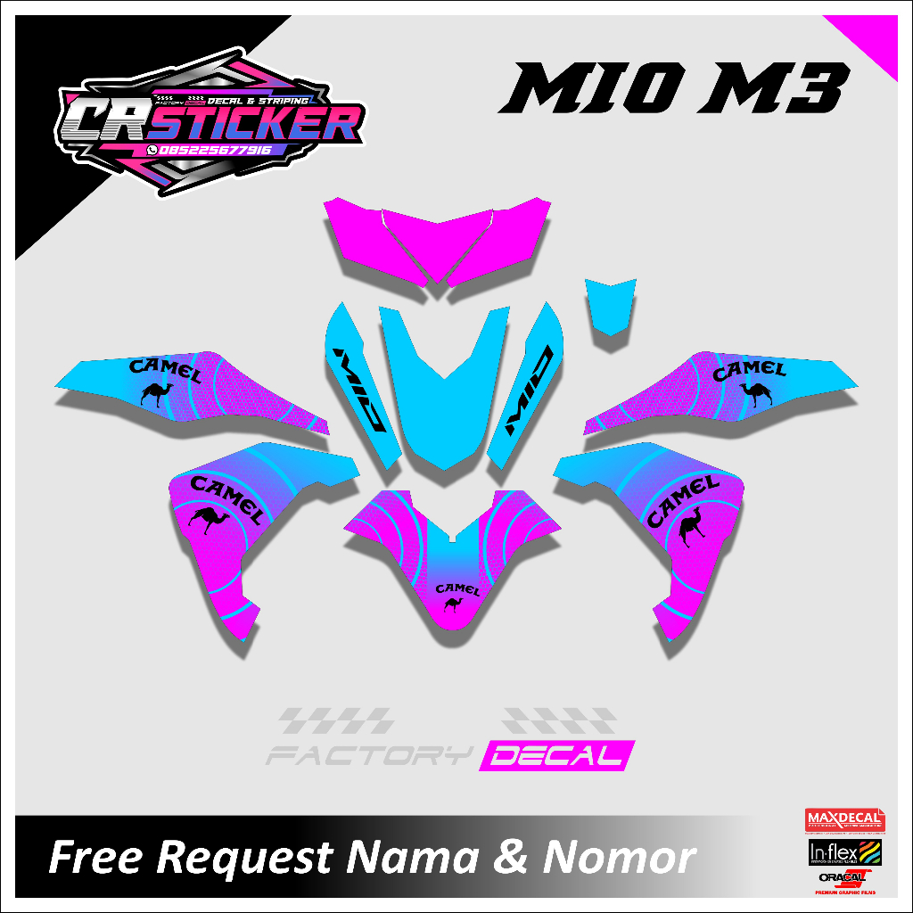 Jual Stiker Decal Motor Mio M3 design camel lis variasi yamaha decal