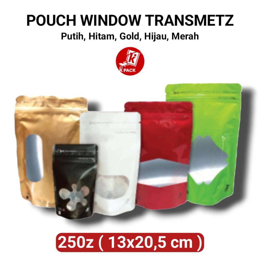 Jual STANDING POUCH WINDOW TRANSMETZ 250 GR | Shopee Indonesia