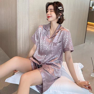 Baju Tidur Piyama Baju Tidur Wanita Piyama Satin Piyama Warna Solid Baju Rumah Celana Pendek