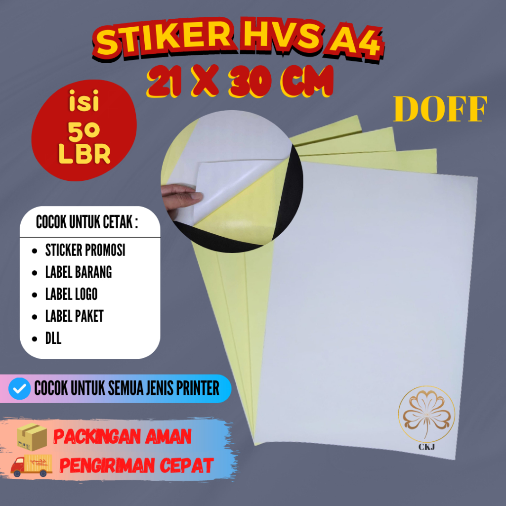 Jual Sticker Hvs A4 Isi 50 Lembar Kertas Stiker Hvs Inkjet Doff A4