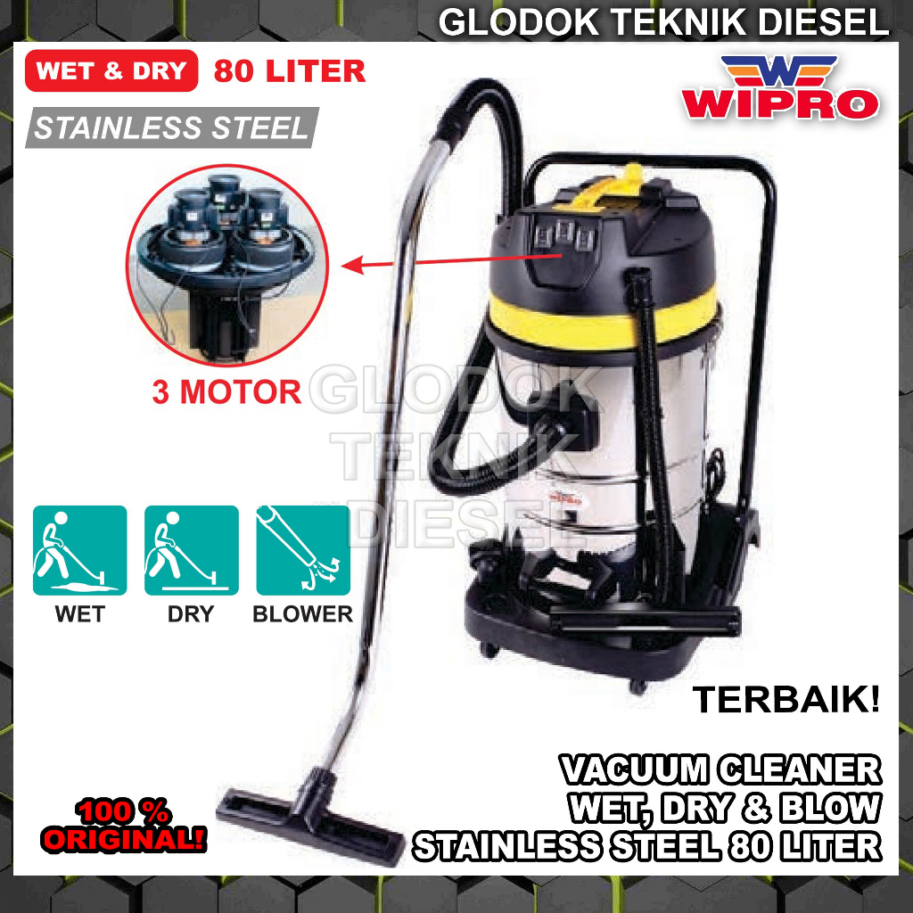 Jual Wipro Vacuum Cleaner Wet Dry Blow 80 L Liter Stainless Steel WP 2080 A WP2080A ORIGINAL