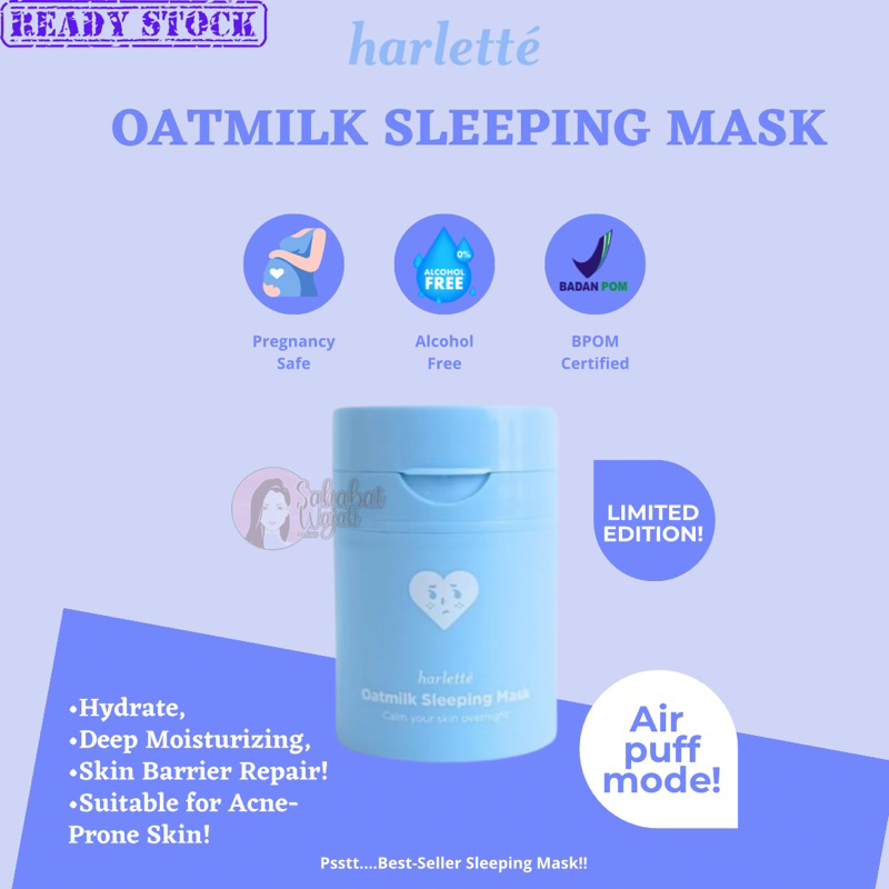 Jual [LIMITED EDITION] Harlette Oatmilk Sleeping Mask Acne Prone, Dry