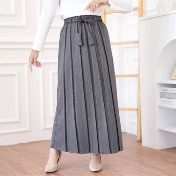 Rok Plisket Semi Woll Rok Kerja Pinggang Karet Rok Kantor Rok Guru Pinggang Karet Rok Kerja