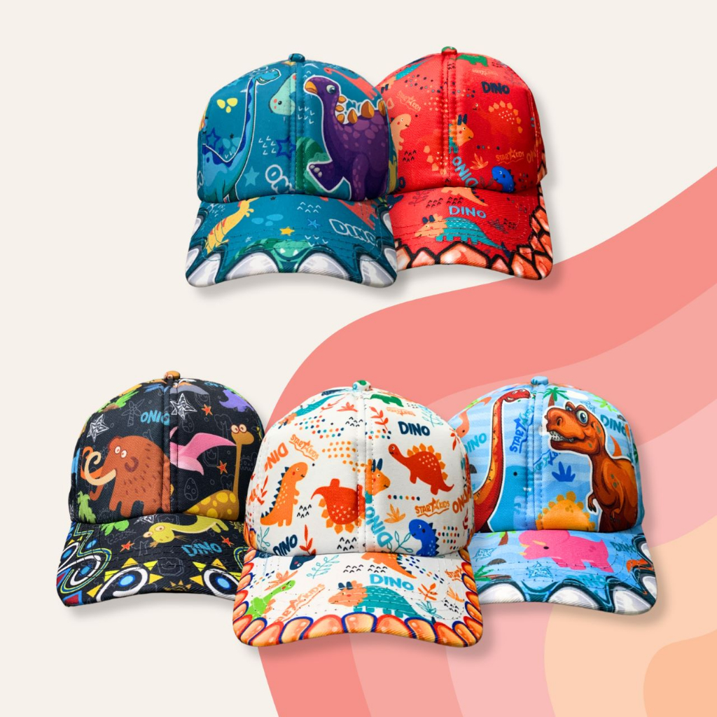 Jual Topi Anak dan Balita Full Print Motif Dinosaurus Usia 3-10 Tahun ...