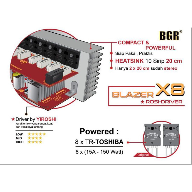 Jual BLAZER X8 ROSI-DRIVER 800W Yiroshi BELL | Shopee Indonesia
