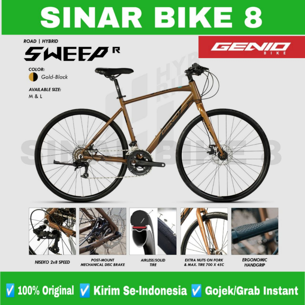 Jual Sepeda Hybrid GENIO SWEEP R Alloy 8 Speed Balap Road Bike / Gravel ...