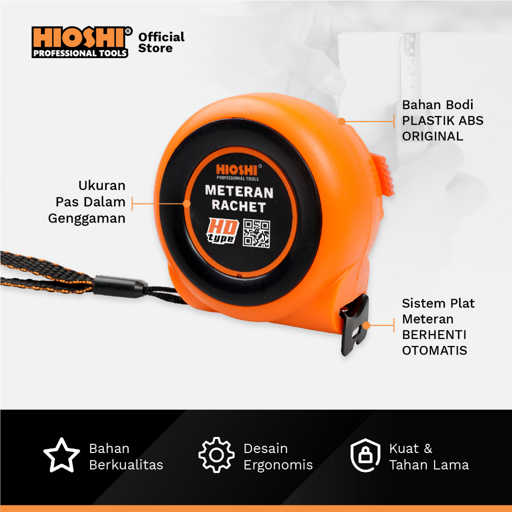 Jual HIOSHI /Meteran/MINI/PLAT HITAM/Rol Meter/Rachet/Autostop/3m 5m 7 ...