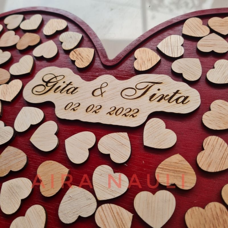 Jual Frame Heart Wooden Love Hati Kayu Buku Tamu Kartu Ucapan Wedding ...