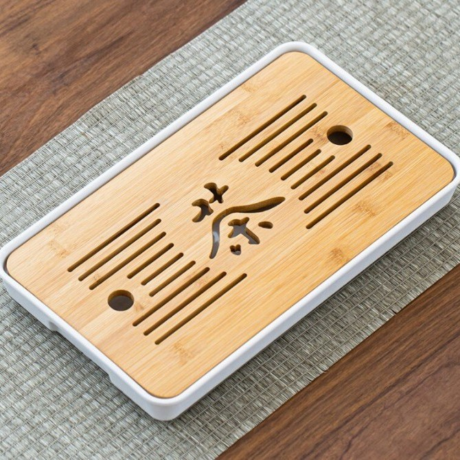 17 Inch Large Wooden Kungfu Tea Tray With Drainage & Water Storage - Chinese Style Tea Set Tray (Brown) - View #9