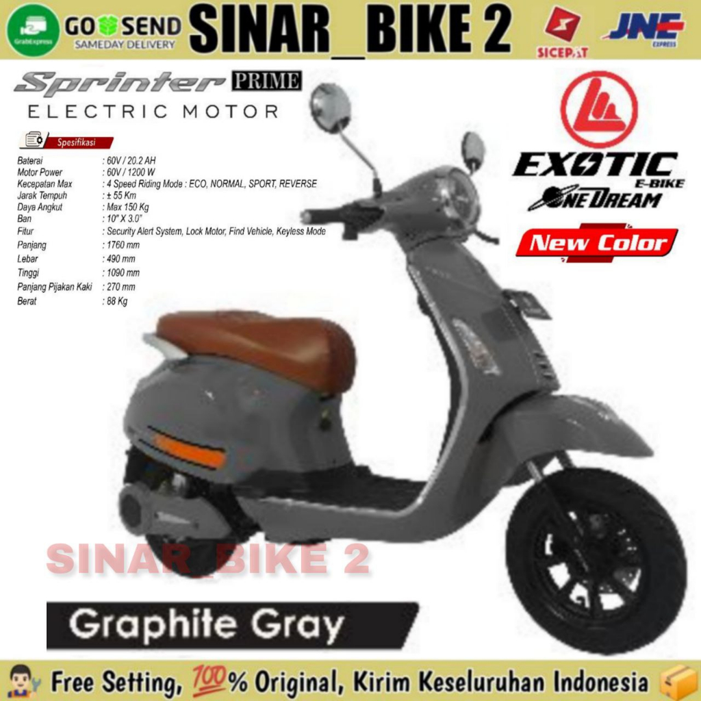 Jual Sepeda Motor Listrik Electric EXOTIC SPRINTER AT Vespa 1200 Watt ...