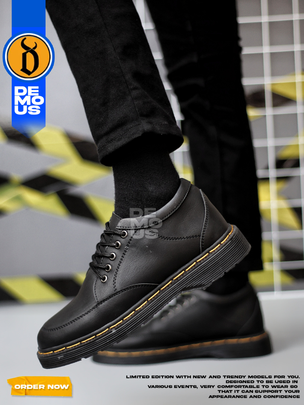 Jual DEMOUS Fushion - Sepatu Pantofel Formal Docmart Low Boots Hitam ...