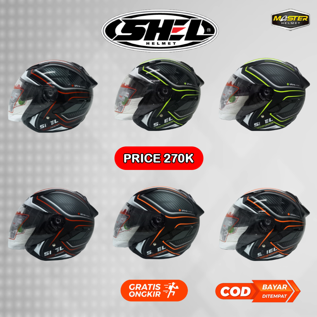 Jual Helm Shel Rover Ultra Carbon Glossy Dan Doff Double Visor Half Face Sni Shopee Indonesia