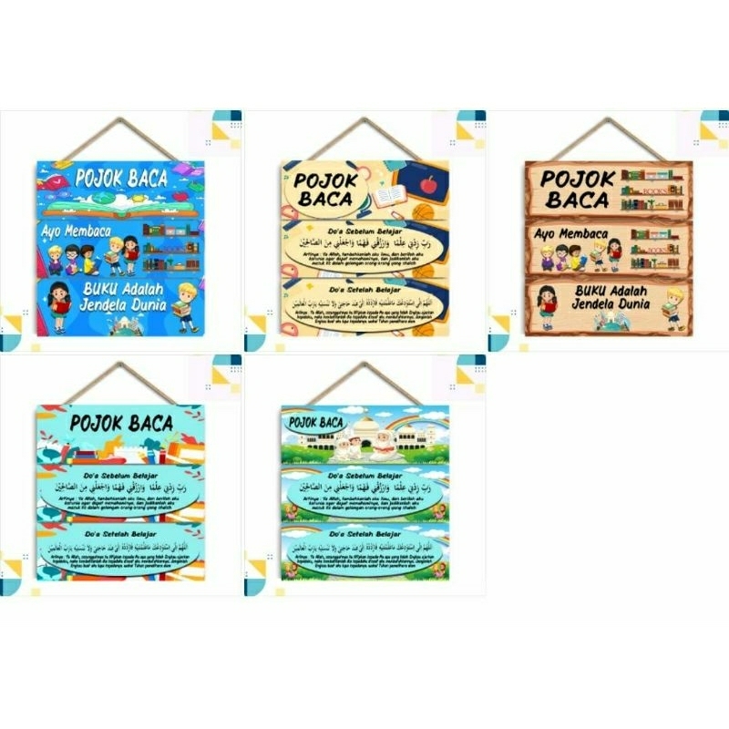 Pojok Baca 3 susun Hiasan Pajangan Dinding Gantung Tali Rami  / Walldecor