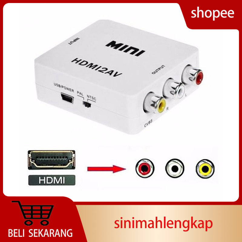 Jual HDMI2AV Converter Mini Adapter HDMI To AV RCA CVBS 1080P HD Video