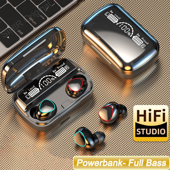 Jual M10 Headset Bluetooth Full Bass Stereo 3500mAh Power Bank Wireless Earphone Tahan Air TWS
